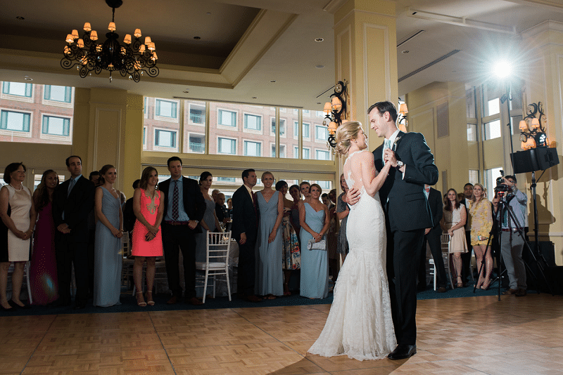 Couple enjoys the first dance at their wedding with Night Shift Ent.