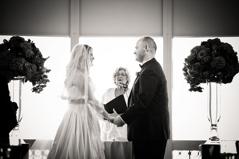 Couple exchanges vows during wedding ceremony